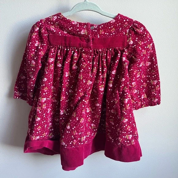 Gymboree Red Corduroy Dress With Flowers | Holiday | Size 6-12 Months - Picture 2 of 4